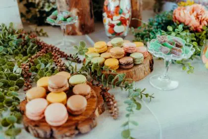beautiful setting to present delicate and exquisite French pastries, such as macarons.